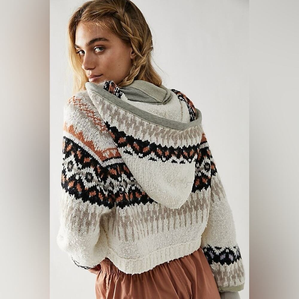 Free People chunky knit hooded Inverness sweater